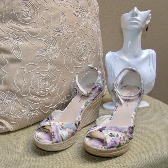 SUMMER IS HERE! Christian Siriano  Floral Jute Platform Heels SZ 10 - Picture 1 of 5